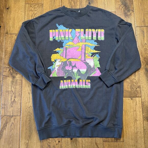 Divided Sweaters - Pink Floyd Animals Graphic Crewneck Long Sweatshirt Dress Womens Size Small